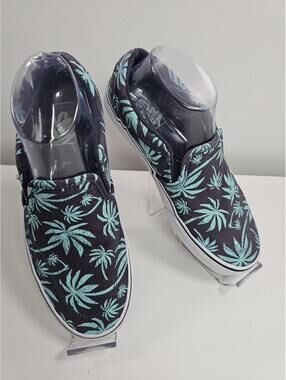 Vans Slip-On Shoes with Blue Palm Tree Print